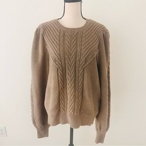 Lauren Ralph Lauren Black Label Women's XL‎ Chunky Cable KnitBrown Sweater Boho